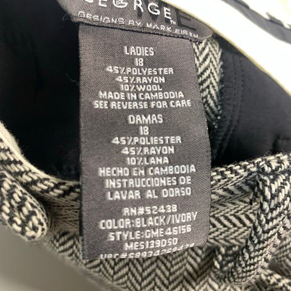 George ME Y2K Black Ivory Herringbone High Rise Cuffed Cropped Trousers Size 18 - Picture 5 of 7